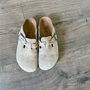 Birkenstock Beige Suede Women's Slippers